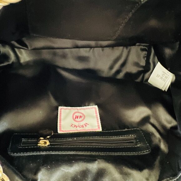 2011 VERSACE for H&M Black Leather Tasche Rouch Studded Gold Chains Charm Bag - Picture 6 of 14